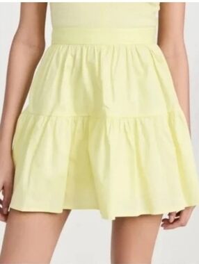 New Staud Light Yellow Tiered Mini Skirt .